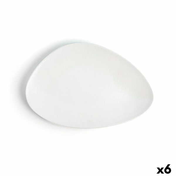 Flat plate Ariane Antracita Triangular Ceramic White (Ø 29 cm) (6 Units) Sale