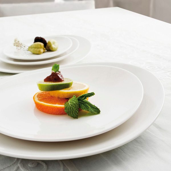 Flat plate Ariane Coupe Ceramic White (Ø 31 cm) (6 Units) Online Hot Sale