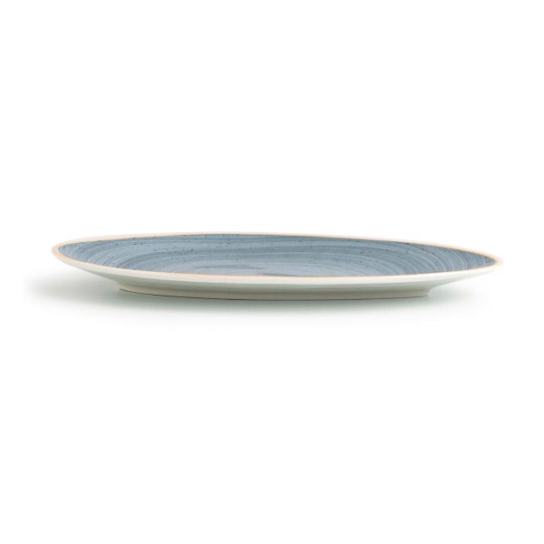 Flat Plate Ariane Terra Triangular Blue Ceramic Ø 29 cm (6 Units) on Sale