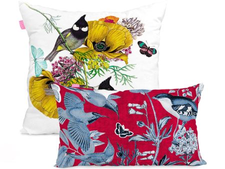 Set of cushion covers HappyFriday Birds of paradise Multicolour 2 Pieces Online now