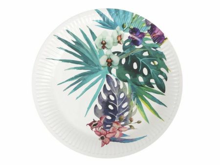 Plate set Algon Disposable Cardboard Tropical 8 Pieces 23 cm (24 Units) Online Sale