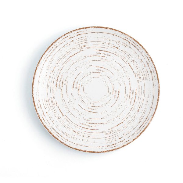 Flat Plate Ariane Tornado White Bicoloured Ceramic Ø 21 cm (12 Units) Hot on Sale