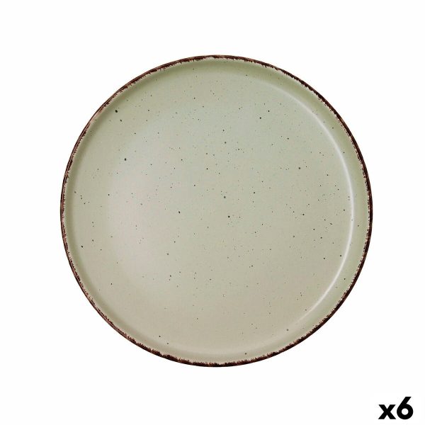 Flat Plate Quid Duna Green Ceramic 26,5 x 2,8 cm (6 Units) Online Hot Sale