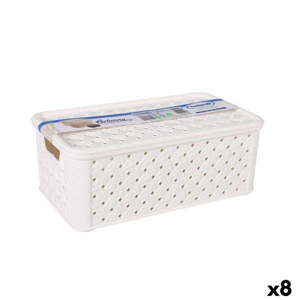 Storage Box with Lid Tontarelli Arianna Plastic White 4 L 29 x 16,6 x 11,2 cm (8 Units) Fashion