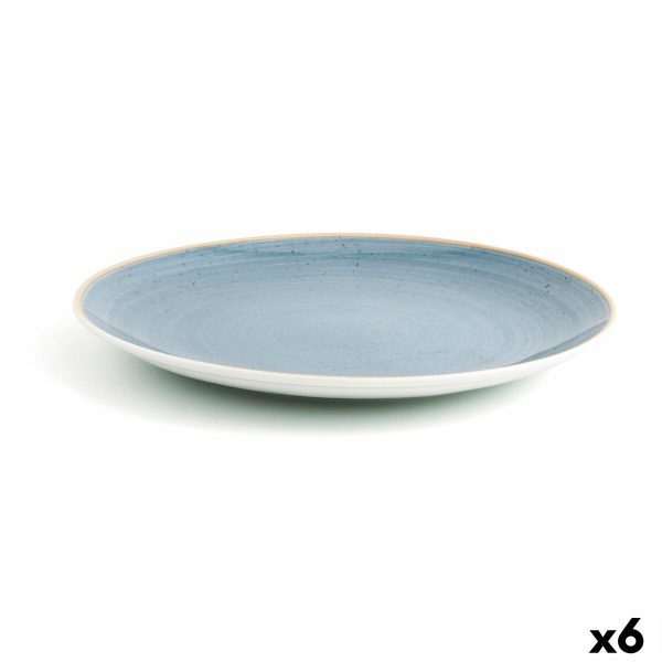 Flat plate Ariane Terra Ceramic Blue (Ø 31 cm) (6 Units) Online Hot Sale