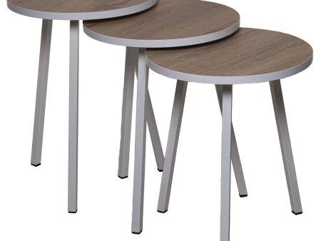 Set of 3 tables Alexandra House Living White Brown Wood Fashion