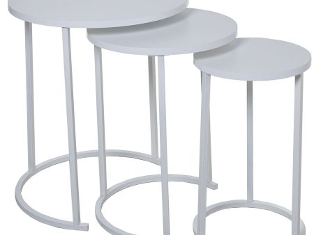 Set of 3 tables Alexandra House Living White Grey Wood Online Sale