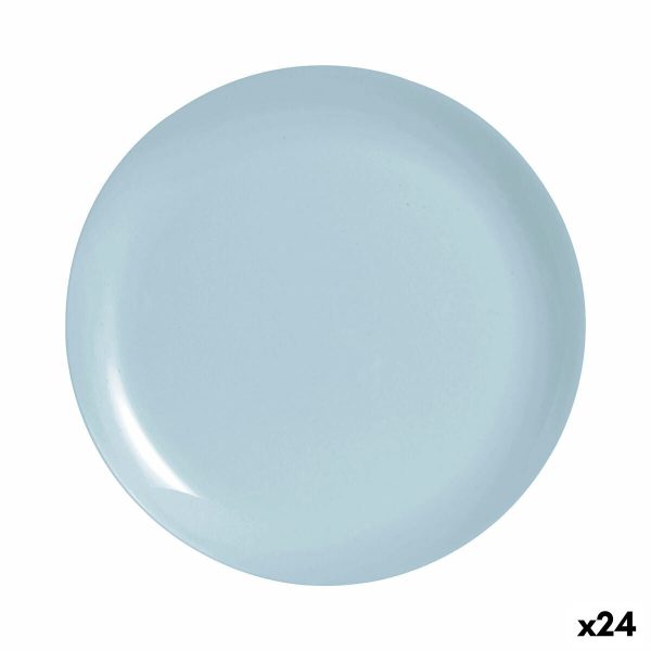 Flat Plate Luminarc Diwali Paradise Blue Glass 25 cm (24 Units) Hot on Sale