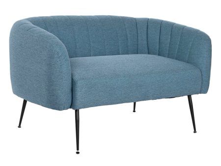 Sofa DKD Home Decor Blue Black Foam Wood Metal Velvet Scandi 129 x 75 x 73 cm Online Hot Sale