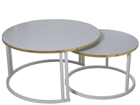 Set of 2 tables Alexandra House Living White Grey Wood 80 x 43 x 80 cm Supply