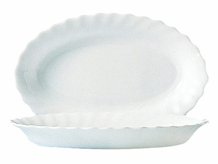 Serving Platter Luminarc Trianon White Glass (Ø 35 cm) (6 Units) For Discount