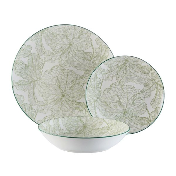 Dinnerware Set Versa Palm tree 18 Pieces Green Porcelain Cheap