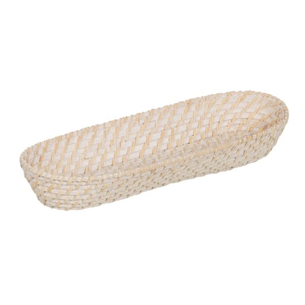 Tray White Bamboo Rattan 44 x 17 x 7 cm (2 Units) Online