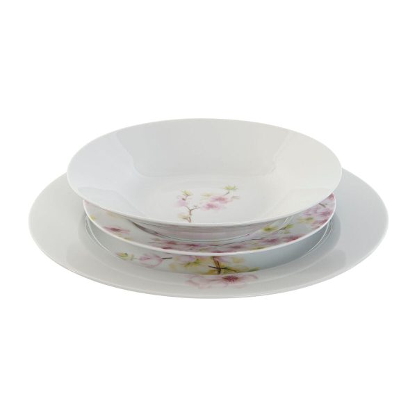 Dinnerware Set Home ESPRIT White Green Pink Porcelain 18 Pieces 27 x 27 x 2 cm Online Hot Sale