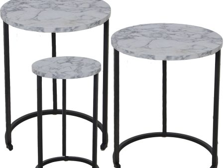 Set of 3 tables Alexandra House Living Black Grey Wood Online