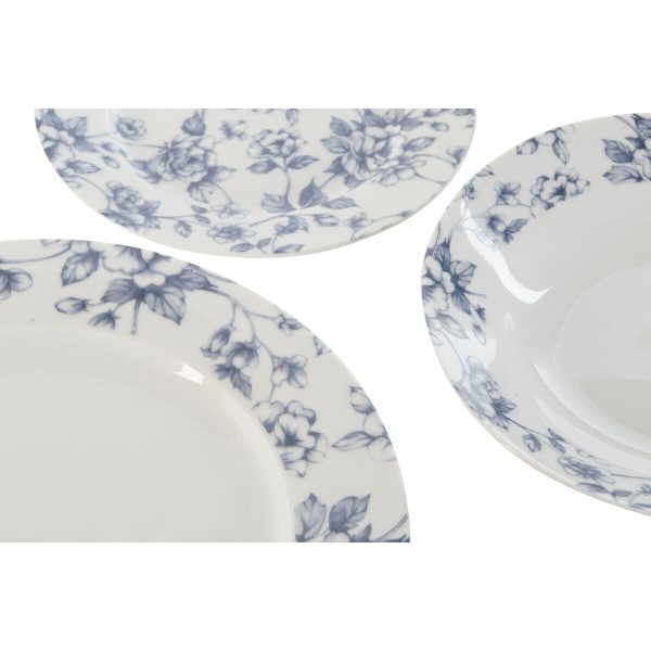 Dinnerware Set Home ESPRIT Blue Porcelain Floral 18 Pieces 27 x 27 x 2 cm For Cheap