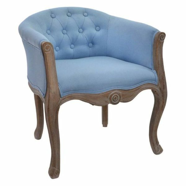 Armchair DKD Home Decor Blue Polyester Wood (58 x 56 x 69 cm) Online Sale