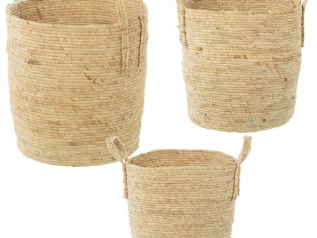 Set of Baskets Alexandra House Living 03764 Brown Rattan Natural Fibre (3 Units) Online Hot Sale