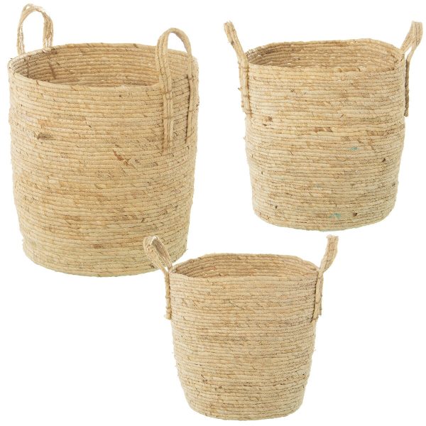 Set of Baskets Alexandra House Living 03764 Brown Rattan Natural Fibre (3 Units) Online Hot Sale