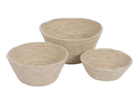 Multi-purpose basket Natural Rushes 30 x 30 x 15 cm (3 Pieces) Fashion