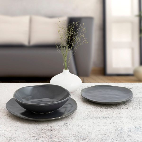 Dessert dish Bidasoa Cosmos Ceramic Black (20 cm) (12 Units) Fashion