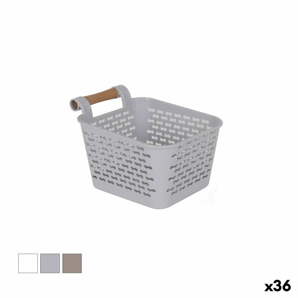 Multi-purpose basket Confortime Plastic With handles Wood 13 x 11 x 8 cm (36 Units) Sale