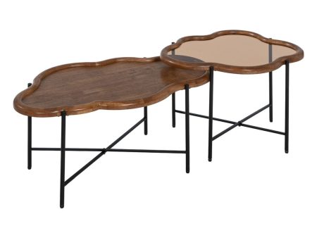 Centre Table Black Natural Crystal Iron Rubber wood 89 x 50 x 40 cm (2 Units) Supply