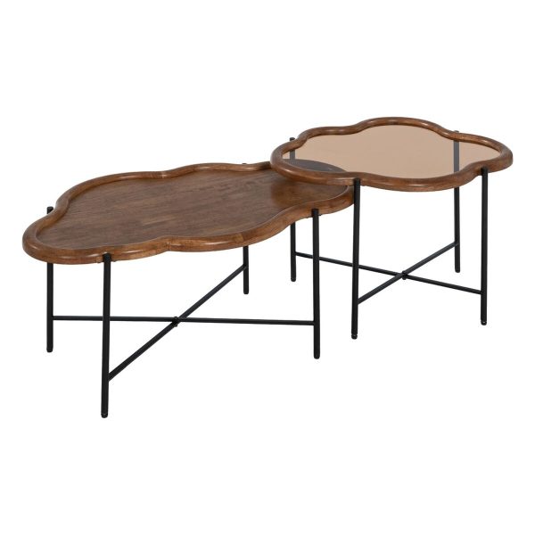 Centre Table Black Natural Crystal Iron Rubber wood 89 x 50 x 40 cm (2 Units) Supply