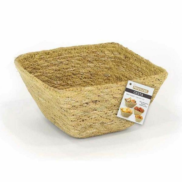 Multi-purpose basket Privilege Seagrass Squared 12 x 12 x 7 cm (24 Units) Online Hot Sale