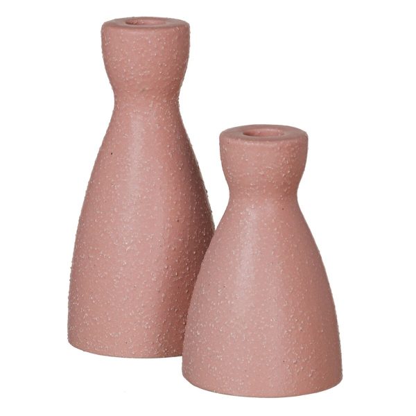 Candleholder Pink Ceramic 9,5 x 9,5 x 12 cm Online Sale